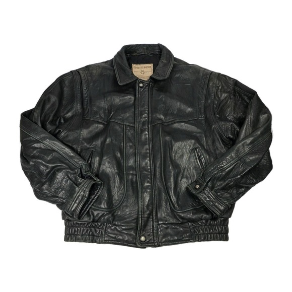 Vtg Members Only Classic Leather Bomber Jacket Men's Black Vintage Style Size 44